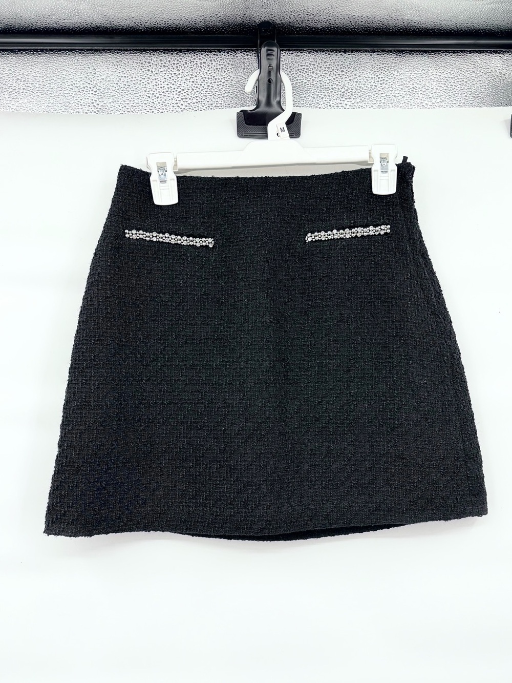 H&M nwt black tweed stone embellished mini skirt